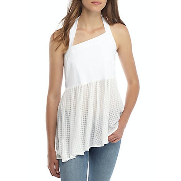 Free People Asymmetrical White Babydoll Top XS NWT - Picture 1 of 6